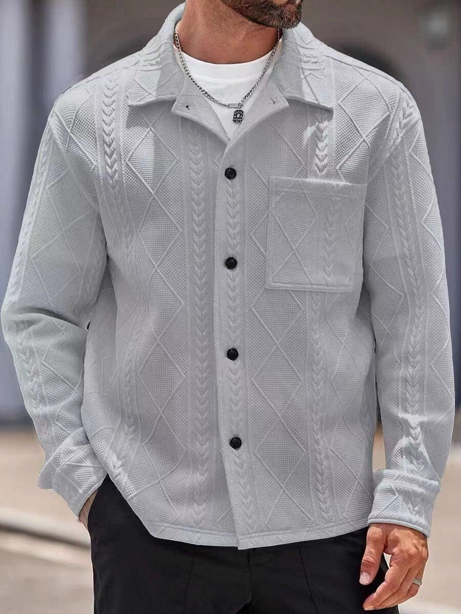 Herren Strickhemd mit modernem Design und strukturiertem Gewebe R&B