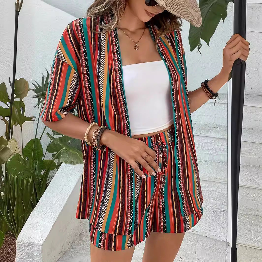 Damen farbenfrohes Resort-Outfit R&B