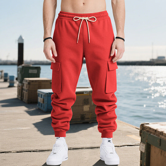 Herren Cargo-Jogginghose mit seitlichen Reißverschlusstaschen und elastischem Bund R&B