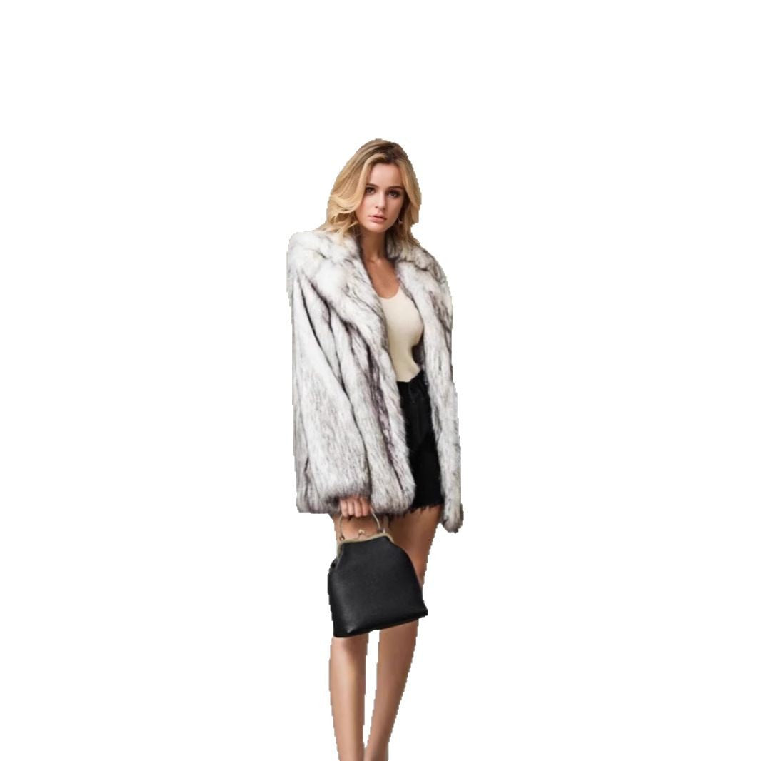 Damen Opulente Kunstpelz-Jacke mit Gürtel R&B