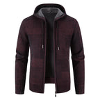 Herren Strickjacke mit Kapuze und modernen Strukturelementen R&B