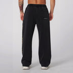 Herren nan weite Jogginghose mit elastischem Bund, Seitentaschen und detailreichem Schädel- und Rosenmotiv R&B