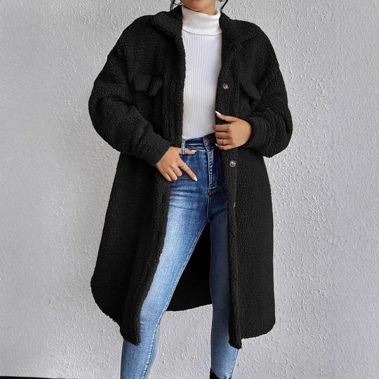 Damen Weiche und gemütliche Teddyjacke im Long-Format R&B