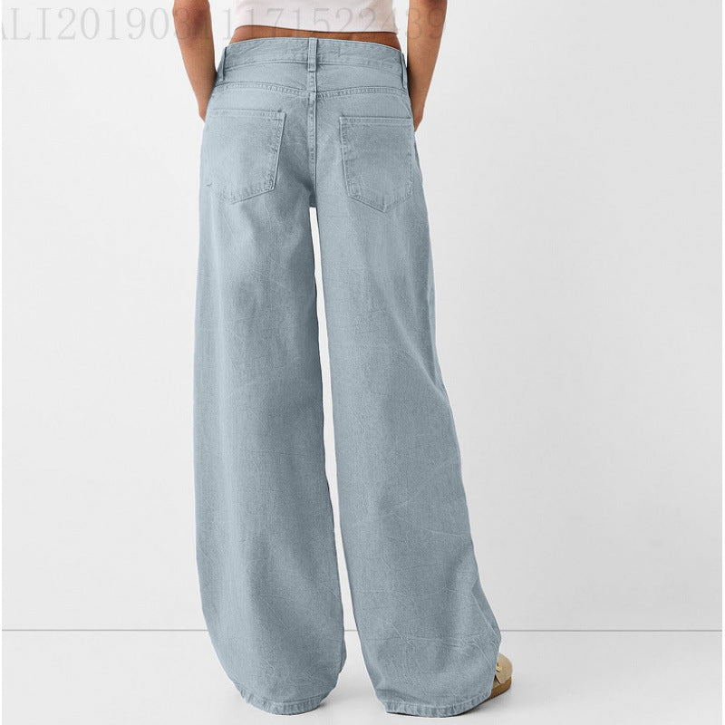 Damen Weite Jeans mit hoher Taille und klassischen Taschen R&B