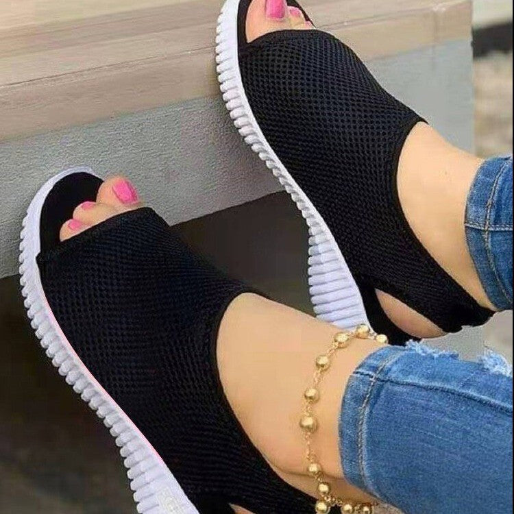 Damen nan atmungsaktive Netzstoff-Sandalen mit offener Zehenpartie und flexibler Fersenlasche R&B