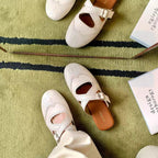 Damen elegante Slip-On Sandalen mit modischem Schnallenverschluss und perforierter Oberfläche R&B