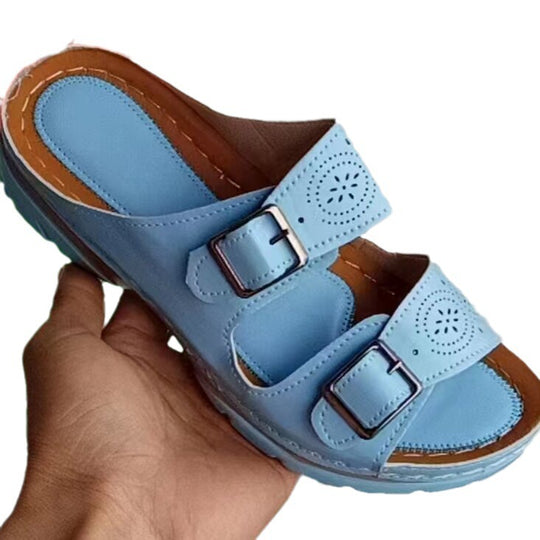 Damen Wedge-Pantoletten mit verstellbaren Riemen und luftiger Oberfläche R&B