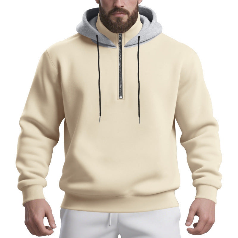 Herren sportlicher Kapuzenpullover mit halbem Reißverschluss und atmungsaktivem Stoff R&B