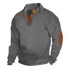 Herren modischer Pullover mit strukturiertem Kanalmuster und kontrastierenden Ellbogenpatches R&B