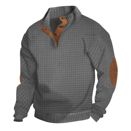 Herren modischer Pullover mit strukturiertem Kanalmuster und kontrastierenden Ellbogenpatches R&B