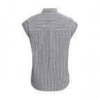 Damen lässige Hemdbluse mit feinem Streifenmuster und Knopfdetail R&B