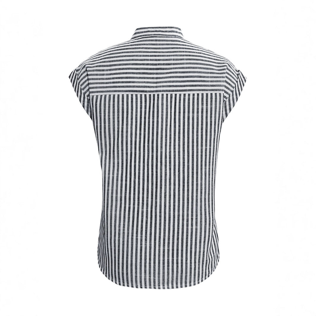 Damen lässige Hemdbluse mit feinem Streifenmuster und Knopfdetail R&B