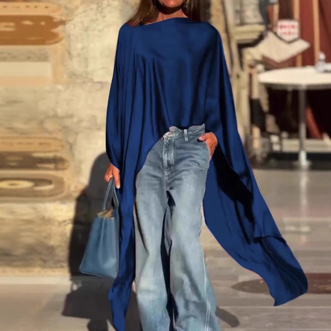 Damen luftige Tunika mit asymmetrischem Schnitt R&B