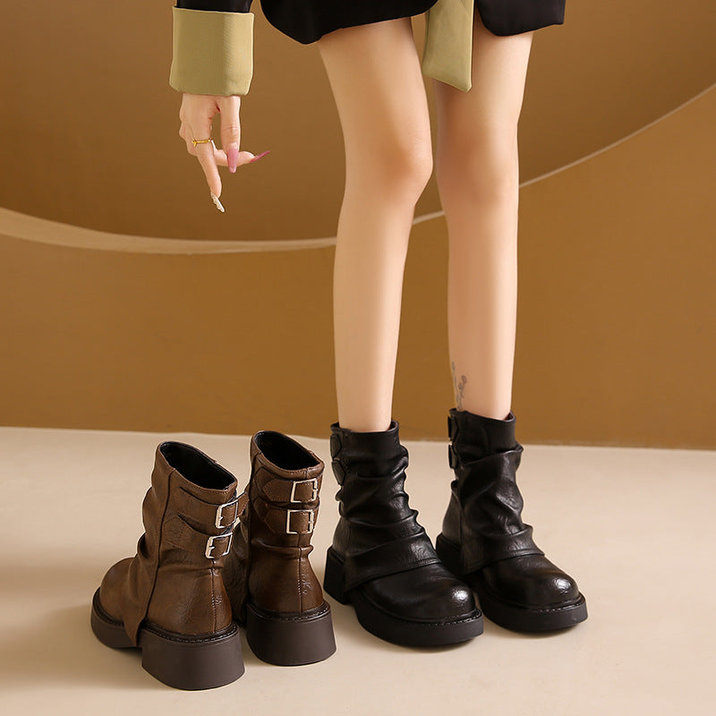 Damen modische Stiefeletten mit asymmetrischem Design und robustem Profil R&B