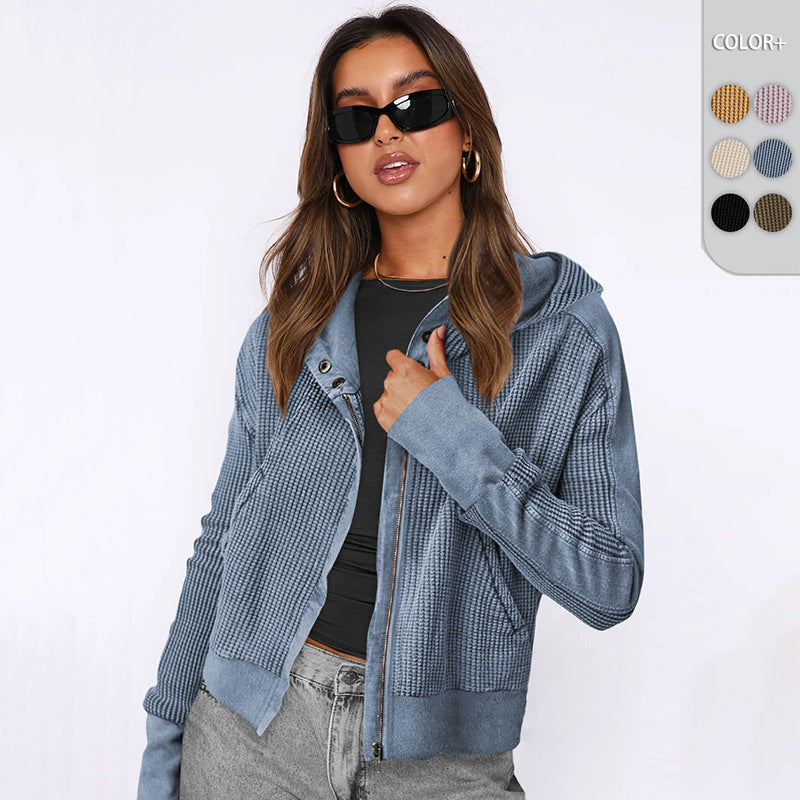 Damen Sportliche Kapuzenjacke mit strukturierter Oberfläche R&B