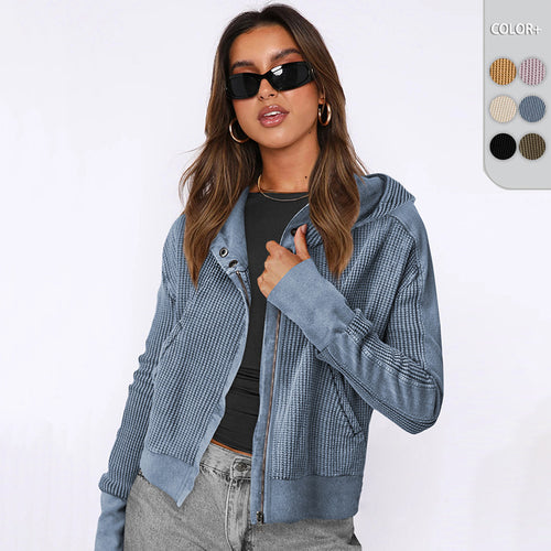 Damen Sportliche Kapuzenjacke mit strukturierter Oberfläche R&B