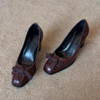 Damen elegante Pumps mit modischer Schleifenapplikation und bequemem Blockabsatz R&B