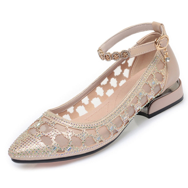 Damen Pump-Sandalen mit dekorativem Riemchen und funkelnden Strassdetails R&B