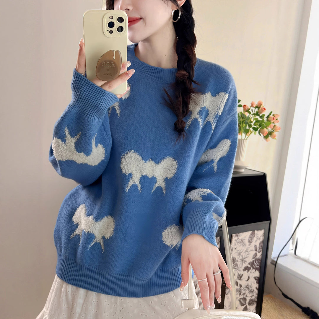 Damen Kuscheliger Strickpullover mit verspieltem Schleifenmotiv R&B