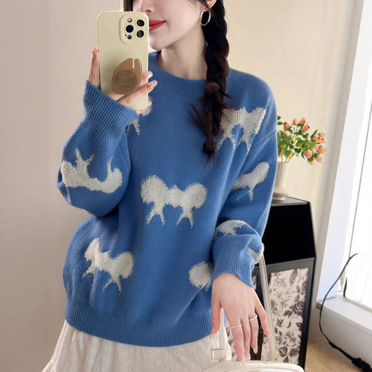 Damen Kuscheliger Strickpullover mit verspieltem Schleifenmotiv R&B