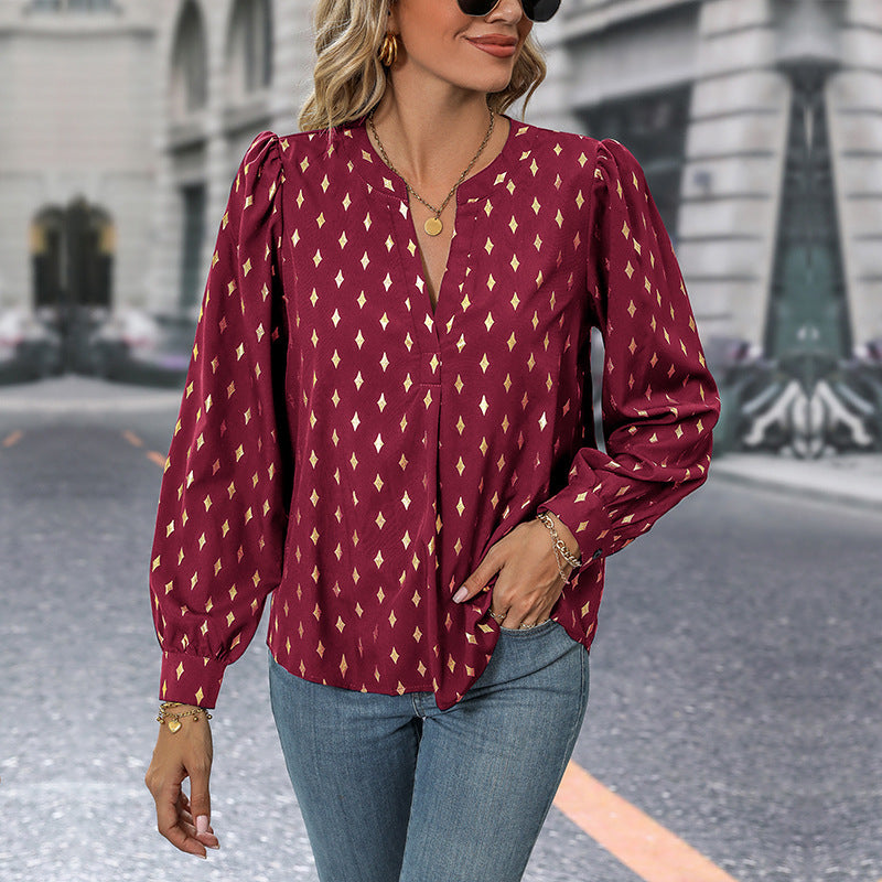 Damen Bluse mit auffälligem Diamantmuster R&B