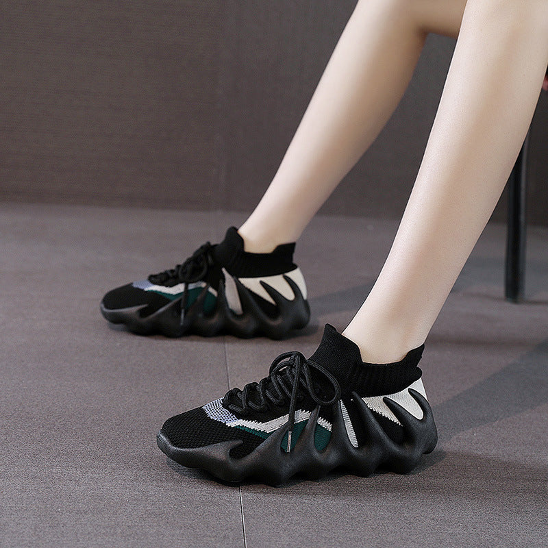 Damen Sneaker mit elastischem Strickoberteil und stoßdämpfendem Sohlenprofil R&B