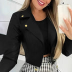 Damen Kurzarm Blazerjacke mit asymmetrischem Schnitt und dekorativen Knöpfen R&B