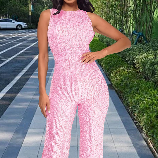 Damen Glamouröses Jumpsuit mit Paillettenbesatz und figurbetonter Silhouette R&B