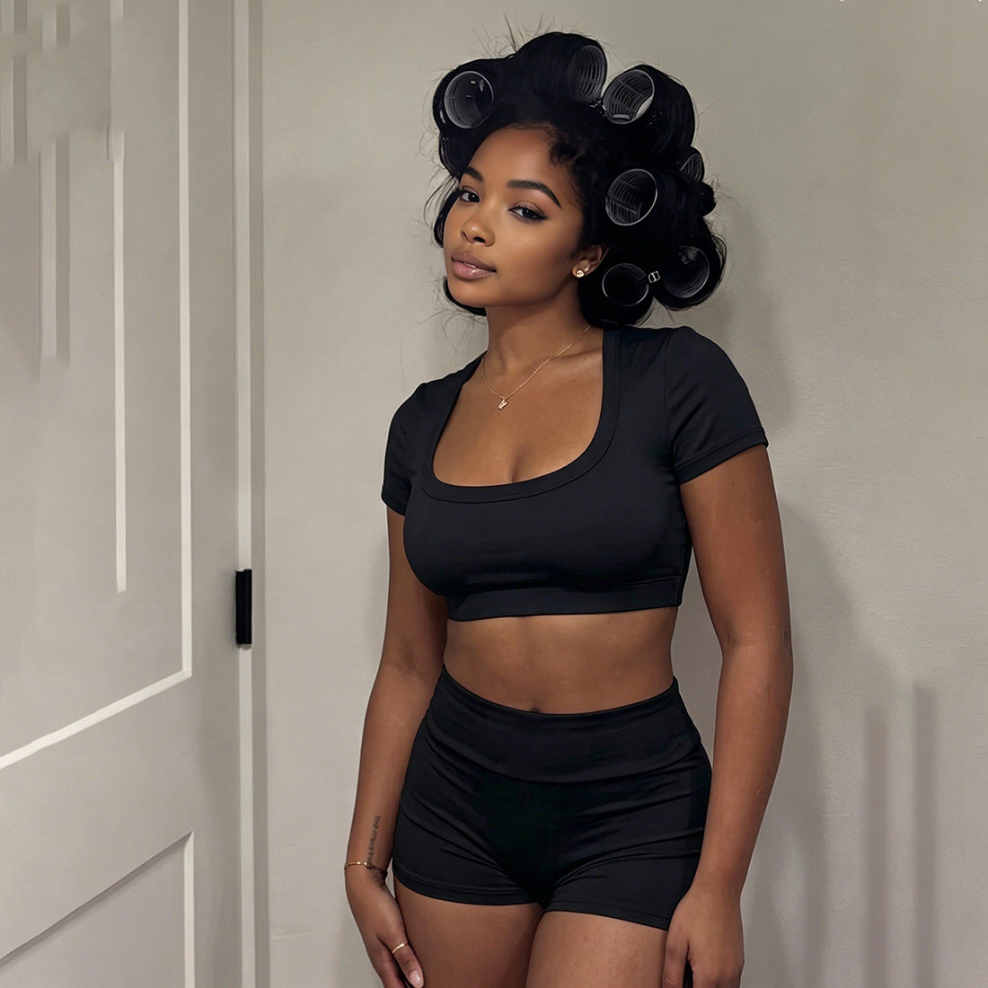 Damen Sportliches Kurzarm-Set mit figurbetonendem Schnitt R&B