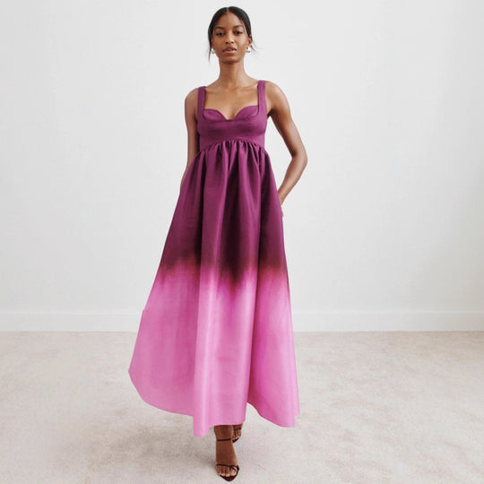 Damen nan formgebendes Bustier-Maxikleid mit Empirenaht und voluminösem Tellerrock R&B