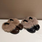 Damen Komfortable Clogs mit warmem Fellkragen und rutschfester Sohle R&B