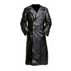 Herren Ledertrenchcoat mit doppelreihiger Knopfleiste