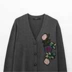 Damen Strickjacke mit floralem Stickdesign R&B