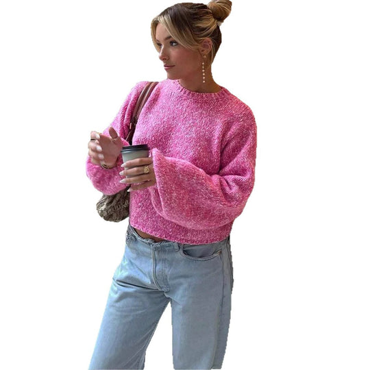 Damen Modischer Strickpullover mit weit geschnittenen Ärmeln R&B
