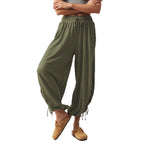 Damen luftige Chino-Hose mit verstellbarem Bund und Kordelzug R&B