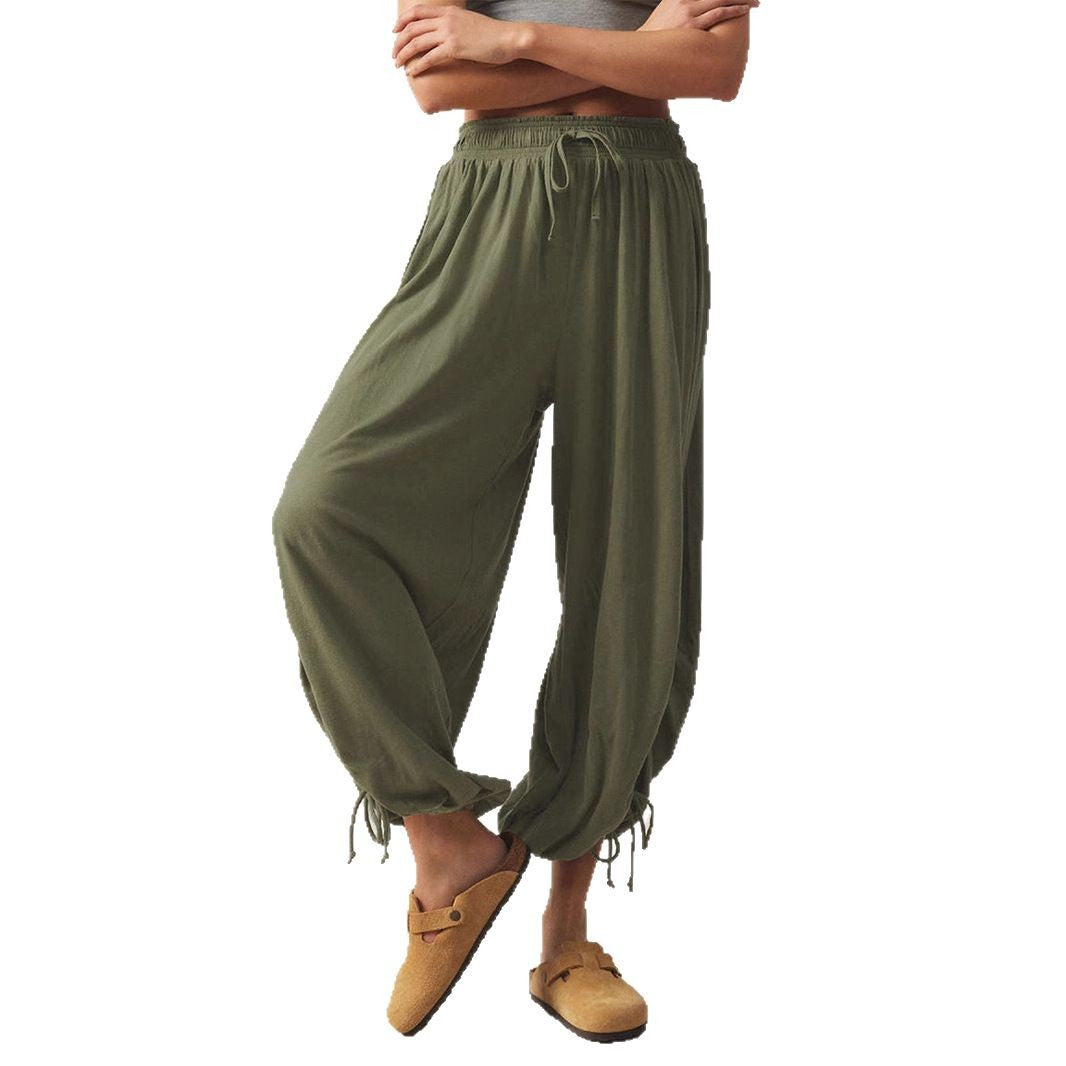 Damen luftige Chino-Hose mit verstellbarem Bund und Kordelzug R&B