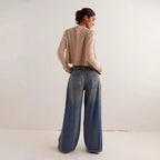 Damen Weit geschnittene Jeans mit hoch tailliertem Design und lässigem Schnitt R&B