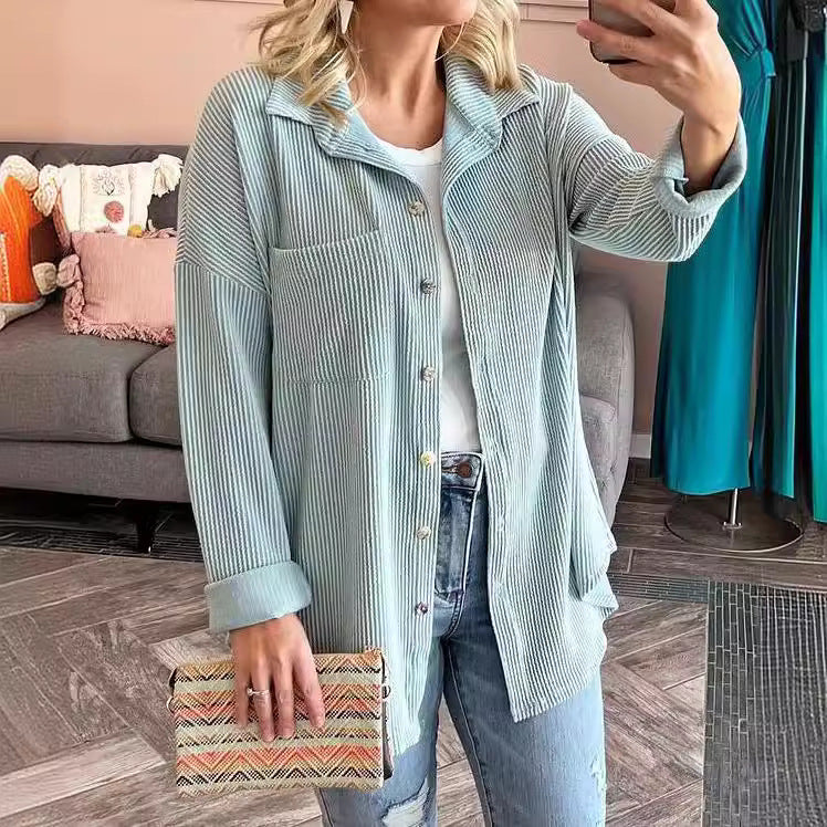 Damen lässige Strickjacke mit Knopfleiste R&B