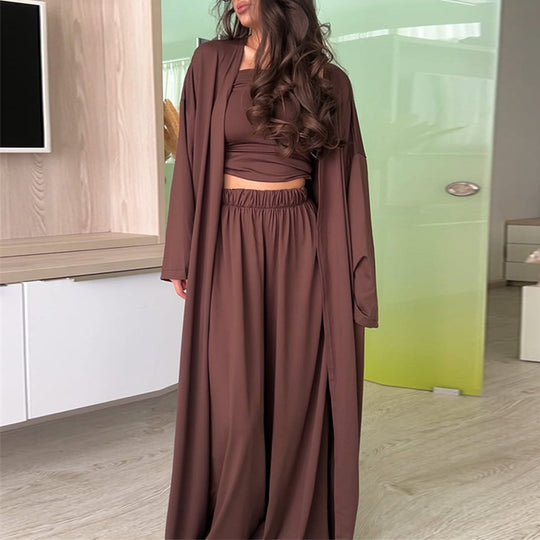 Damen eleganter Lounge-Anzug mit weit geschnittenem Cardigan R&B