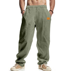Herren lässige Leinenhose mit elastischem Bund und großzügigen Seitentaschen R&B