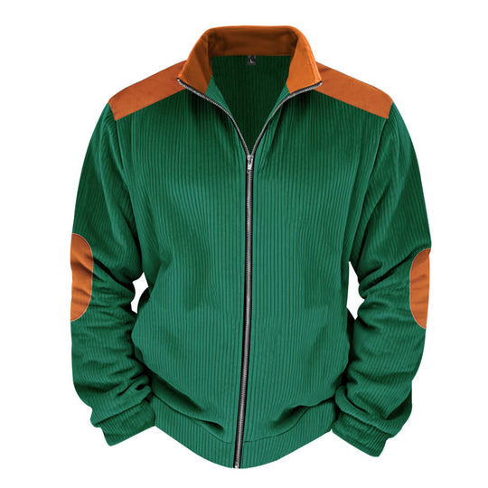 Herren Sportliche Zip-Jacke mit Rippenstruktur und Kontrastärmel R&B