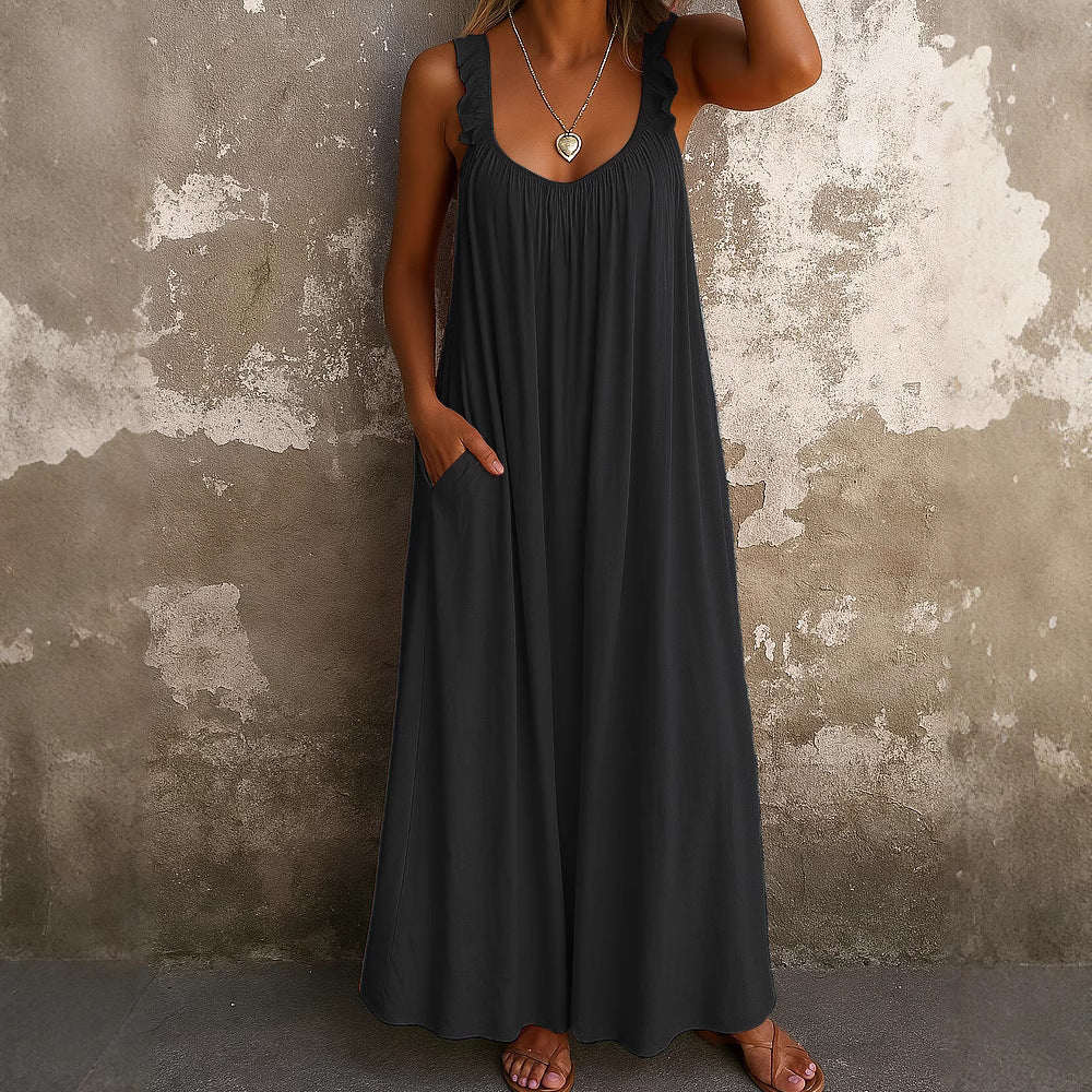 Damen Maxi-Kleid mit trägerloser Passform und luftiger Silhouette R&B