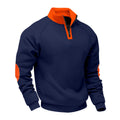 Herren nan Halbzip-Fleecepullover mit Stehkragen Raglanärmeln und Ellenbogenpatches R&B