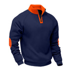 Herren nan Halbzip-Fleecepullover mit Stehkragen Raglanärmeln und Ellenbogenpatches R&B