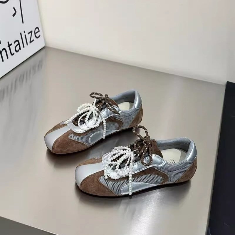 Damen modische Sneakers mit elegantem Sportdesign und hochwertigem Materialmix R&B