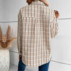 Damen gestreifte Utility-Jacke mit Brusttaschen und strukturierter Oberfläche R&B