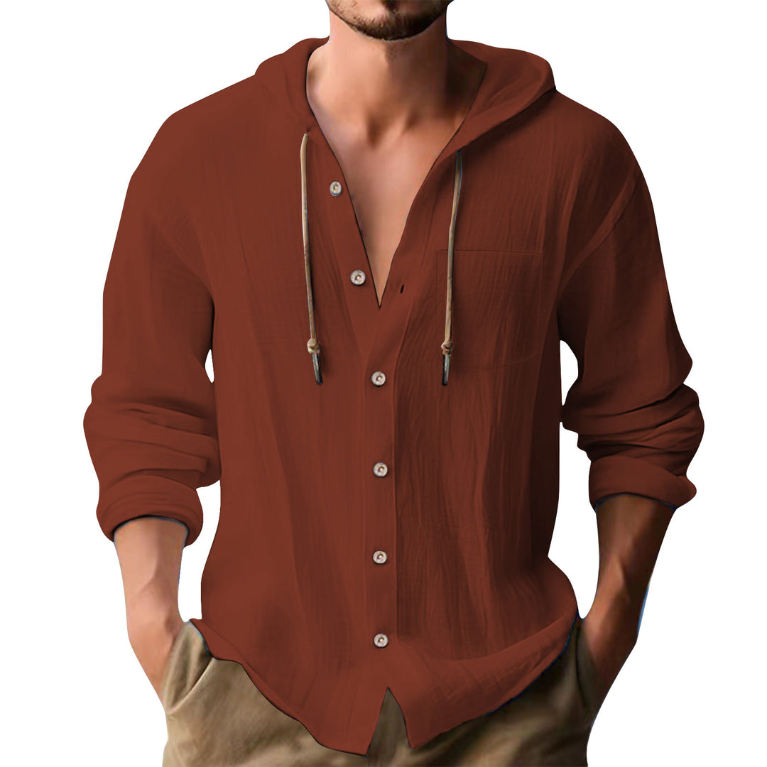 Herren lässiges Kapuzenshirt mit Knopfleiste und praktischen Taschen R&B