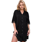 Damen Nachtkleid mit edler Spitze und seidigem Finish R&B