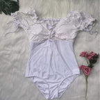 Damen Einteiler-Badeanzug mit romantischen Spitzen-Details R&B