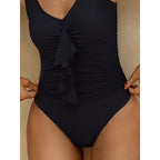 Damen Eleganter Badeanzug mit modischen Rüschendetails R&B